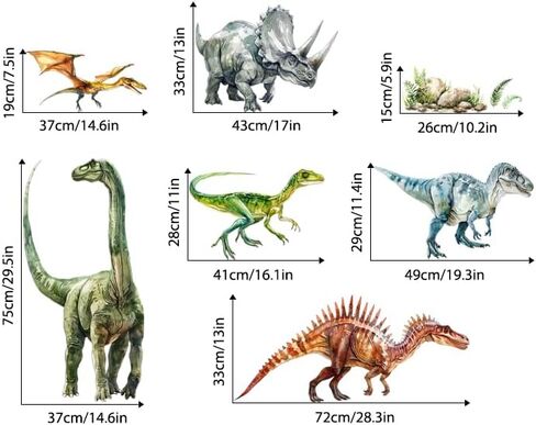 Large Dinosaur Wall Decals for Boys Girls, Dino Volcano Tropical Plants Cactus Wall Stickers for Kids Baby Nursery Toddler Playroom Classroom Wall Decor Gifts for Kids in Kuwait