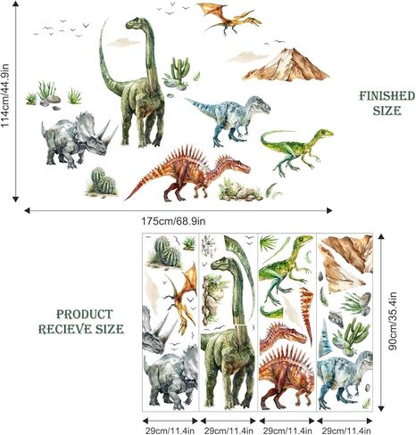 Large Dinosaur Wall Decals for Boys Girls, Dino Volcano Tropical Plants Cactus Wall Stickers for Kids Baby Nursery Toddler Playroom Classroom Wall Decor Gifts for Kids in Kuwait