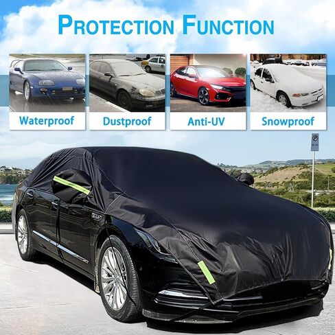 Half Car Cover All Weather Car Body Cover for All Season Sunshade Cover Snow Cover Waterproof 210D Oxford Fabric with Cotton (Fit Hatchback) in Kuwait