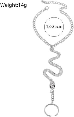 GIGB PBDK Snake Finger Ring Slave Bracelet for Women,Exquisite Unique Serpent Hand Chain Statement Bangles,Personalized Snake Bracelet Halloween Charm Jewelry in Kuwait