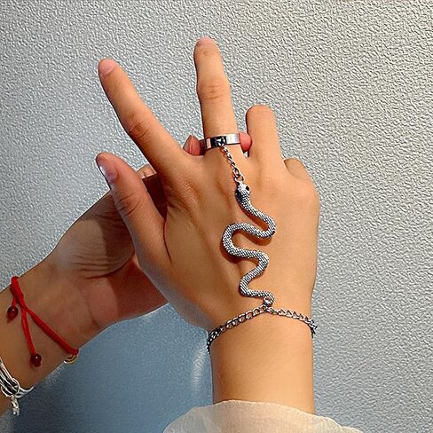 GIGB PBDK Snake Finger Ring Slave Bracelet for Women,Exquisite Unique Serpent Hand Chain Statement Bangles,Personalized Snake Bracelet Halloween Charm Jewelry in Kuwait