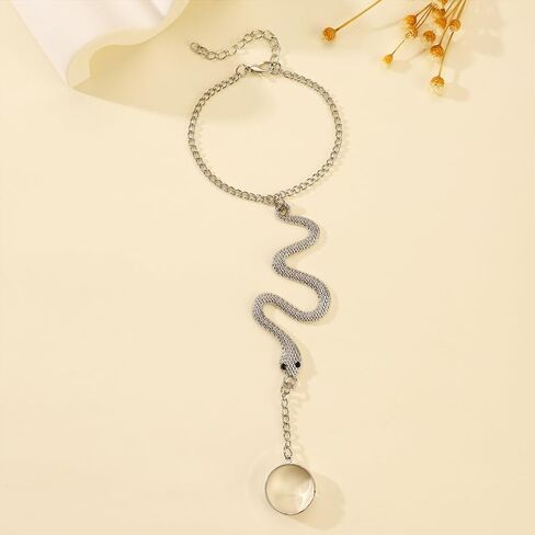 GIGB PBDK Snake Finger Ring Slave Bracelet for Women,Exquisite Unique Serpent Hand Chain Statement Bangles,Personalized Snake Bracelet Halloween Charm Jewelry in Kuwait
