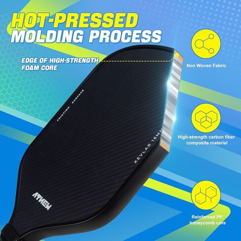 Edgeless Pickleball Paddle,T700 3K Carbon Fiber Picklebll Paddle,16MM Thermoformed Pickleball Paddle with Three Holes,Unique Hollow Design for Excellent Power and Control in Saudi Arabia