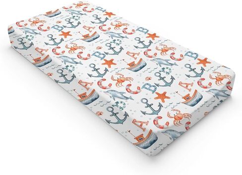 Ocean Animals Changing Pad Cover, Ocean Whale Sea Turtle Baby Diaper Changing Table Pad Cover, Unisex Ocean Whale Pattern Baby Diaper Table Changing Mat Sheet for Baby Boys Girls-16 * 32 in Saudi Arabia