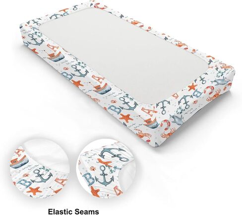 Ocean Animals Changing Pad Cover, Ocean Whale Sea Turtle Baby Diaper Changing Table Pad Cover, Unisex Ocean Whale Pattern Baby Diaper Table Changing Mat Sheet for Baby Boys Girls-16 * 32 in Saudi Arabia
