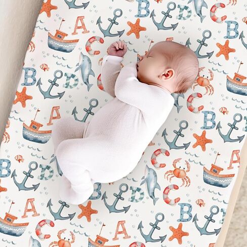 Ocean Animals Changing Pad Cover, Ocean Whale Sea Turtle Baby Diaper Changing Table Pad Cover, Unisex Ocean Whale Pattern Baby Diaper Table Changing Mat Sheet for Baby Boys Girls-16 * 32 in Saudi Arabia