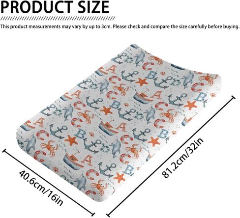 Ocean Animals Changing Pad Cover, Ocean Whale Sea Turtle Baby Diaper Changing Table Pad Cover, Unisex Ocean Whale Pattern Baby Diaper Table Changing Mat Sheet for Baby Boys Girls-16 * 32 in Saudi Arabia