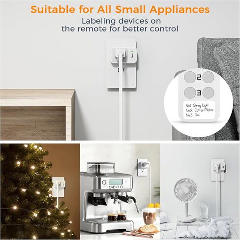 Wireless Remote Control Outlet, TESSAN Electrical Outlet Switch, Wall Outlet Plug with ON/Off Light Switch for Indoor String Lights, Lamps, Home Appliances, 100ft Range (2 Remotes + 5 Outlets) in Saudi Arabia