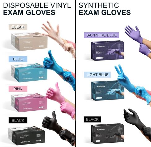 FifthPulse Black Vinyl Disposable Gloves - Powder and Latex Free Medical Exam Gloves in Saudi Arabia