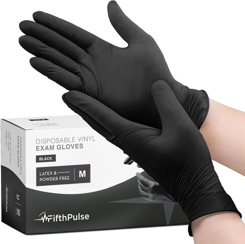 FifthPulse Black Vinyl Disposable Gloves - Powder and Latex Free Medical Exam Gloves in Saudi Arabia