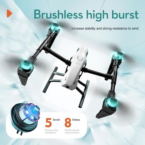 KS66 Drone 1080P Camera, New lLanding Gear Drone, Brushless Motor, 2 batteries, Optical Flow Localization, Active Obstacle Avoidance, One Key Take Off/Landing. (White - 2 batteries) in Saudi Arabia