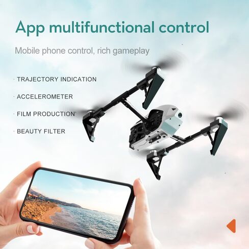 KS66 Drone 1080P Camera, New lLanding Gear Drone, Brushless Motor, 2 batteries, Optical Flow Localization, Active Obstacle Avoidance, One Key Take Off/Landing. (White - 2 batteries) in Saudi Arabia