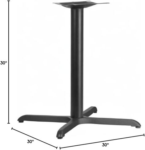 Flash Furniture 30" x 30" Restaurant Table X-Base with 3" Diameter Table Height Column, Commercial X-Base Cast Iron Restaurant Table Base, Black in Kuwait