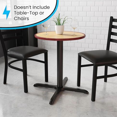 Flash Furniture 30" x 30" Restaurant Table X-Base with 3" Diameter Table Height Column, Commercial X-Base Cast Iron Restaurant Table Base, Black in Kuwait