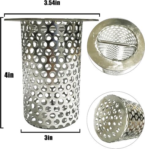 3in Commercial Floor Drain Strainer, 4in Tall 3in Diameter with Carry Handle 316 Stainless Steel Floor Drain Filter, Finely Polished Drain Basket for Factory Kitchen Hospital Plant Downspouts in Saudi Arabia