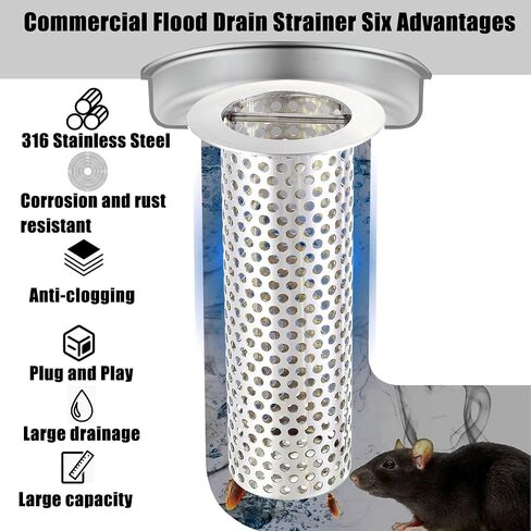 3in Commercial Floor Drain Strainer, 4in Tall 3in Diameter with Carry Handle 316 Stainless Steel Floor Drain Filter, Finely Polished Drain Basket for Factory Kitchen Hospital Plant Downspouts in Saudi Arabia