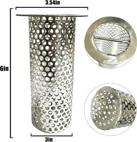3in Commercial Floor Drain Strainer, 4in Tall 3in Diameter with Carry Handle 316 Stainless Steel Floor Drain Filter, Finely Polished Drain Basket for Factory Kitchen Hospital Plant Downspouts in Saudi Arabia