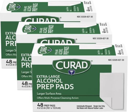 CURAD XL Size2-Ply Sterile Alcohol Prep Pad, 4" x 5.5", 48/Box, Carton of 3 in Saudi Arabia