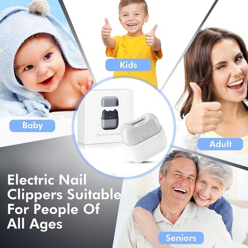 Electric Nail Clipper with Light, Automatic Nail Clipper Rechargeable with 2 Speeds and Nail Chip Storage for Babies, Children, Adults, Caregivers and Seniors in Kuwait