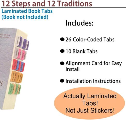 Book Tabs for Alcoholics Anonymous: The Big Book 4th edition. Laminated, Color-coded, and Repositionable for AA (Book not included) in Saudi Arabia