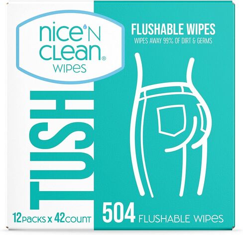 Nice 'N Clean Adult Flushable Wipes (3 x 60 Count) | Personal Cleansing Wipes Made from Plant-Based Fibers | Infused with Aloe & Vitamin E in Kuwait