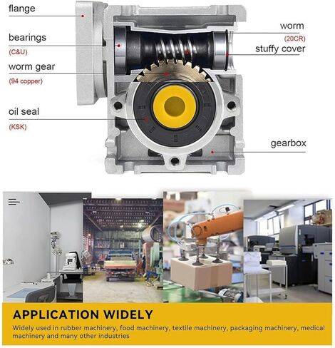 Worm Gear Gearbox,NMRV030 Worm Gear Speed Reducer Square Type for Nema23 Stepper Motor/Servo Motor,RV030 Output Bore/Hole 14mm Shaft (Pitch-Row: 47mm) (25:1) in Saudi Arabia