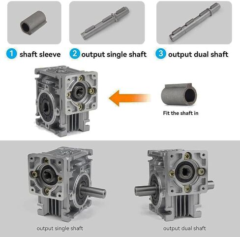 Worm Gear Gearbox,NMRV030 Worm Gear Speed Reducer Square Type for Nema23 Stepper Motor/Servo Motor,RV030 Output Bore/Hole 14mm Shaft (Pitch-Row: 47mm) (25:1) in Saudi Arabia