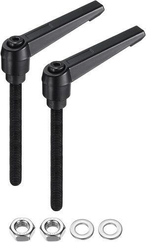 uxcell 2pcs Lever Adjustable Handles M8 x 70mm Metric Male Thread with Nuts Washers, Level Clamping Handle Set Hand Stud Knobs Rotating Screw Handles Bolts with Locking Lever, Black in Saudi Arabia