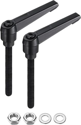 uxcell 2pcs Lever Adjustable Handles M8 x 70mm Metric Male Thread with Nuts Washers, Level Clamping Handle Set Hand Stud Knobs Rotating Screw Handles Bolts with Locking Lever, Black in Saudi Arabia