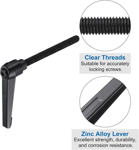 uxcell 2pcs Lever Adjustable Handles M8 x 70mm Metric Male Thread with Nuts Washers, Level Clamping Handle Set Hand Stud Knobs Rotating Screw Handles Bolts with Locking Lever, Black in Saudi Arabia