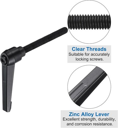 uxcell 2pcs Lever Adjustable Handles M8 x 70mm Metric Male Thread with Nuts Washers, Level Clamping Handle Set Hand Stud Knobs Rotating Screw Handles Bolts with Locking Lever, Black in Saudi Arabia