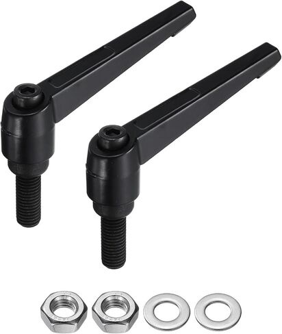 uxcell 2pcs Lever Adjustable Handles M8 x 70mm Metric Male Thread with Nuts Washers, Level Clamping Handle Set Hand Stud Knobs Rotating Screw Handles Bolts with Locking Lever, Black in Saudi Arabia