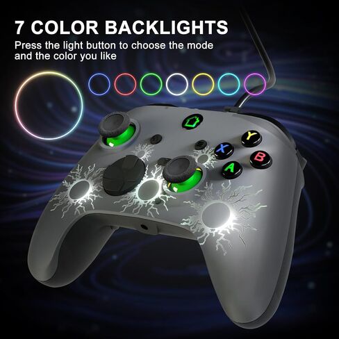 SWVOE Controller PC, Wired Gaming Controller for PC 10 and Steam Gaming Platforms, PC Game Controller Joystick with Dual-Vibration, Turbo, Programmable, RGB LED Light and 3.5mm Stereos (Scorpion) in Saudi Arabia