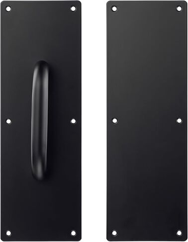 Sumnacon 1 Set 12 Inch Stainess Steel Door Handles - Sturdy Door Pull Push Plates with Screws,Solid Pull Push Handles for Home Office Public,Black in Saudi Arabia