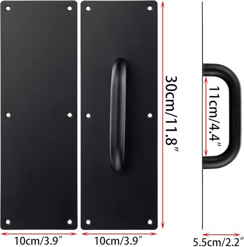 Sumnacon 1 Set 12 Inch Stainess Steel Door Handles - Sturdy Door Pull Push Plates with Screws,Solid Pull Push Handles for Home Office Public,Black in Saudi Arabia