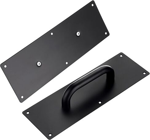 Sumnacon 1 Set 12 Inch Stainess Steel Door Handles - Sturdy Door Pull Push Plates with Screws,Solid Pull Push Handles for Home Office Public,Black in Saudi Arabia