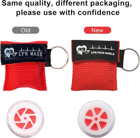 6 Counts CPR Pocket Mask Keychain, CPR Face Shield with One Way Valve Breathing Barrier for First Aid or ADE Training, Red in Kuwait