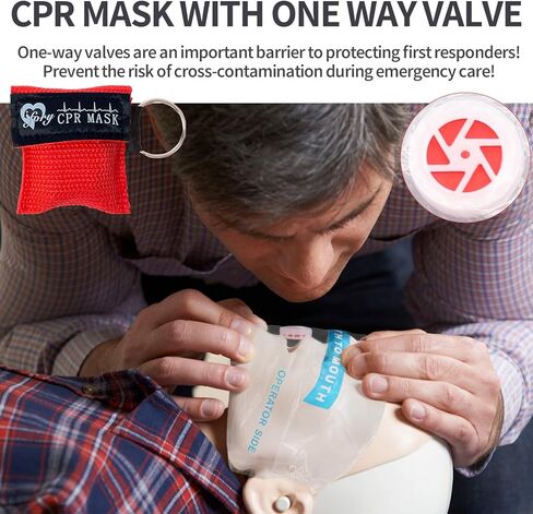 6 Counts CPR Pocket Mask Keychain, CPR Face Shield with One Way Valve Breathing Barrier for First Aid or ADE Training, Red in Kuwait