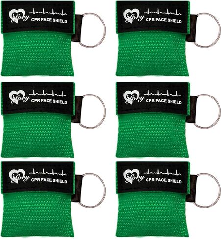 6 Counts CPR Pocket Mask Keychain, CPR Face Shield with One Way Valve Breathing Barrier for First Aid or ADE Training, Red in Kuwait