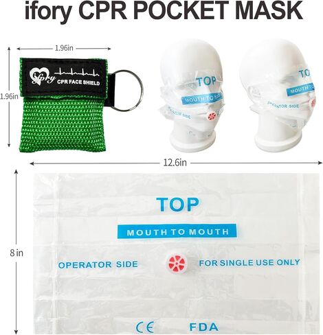 6 Counts CPR Pocket Mask Keychain, CPR Face Shield with One Way Valve Breathing Barrier for First Aid or ADE Training, Red in Kuwait