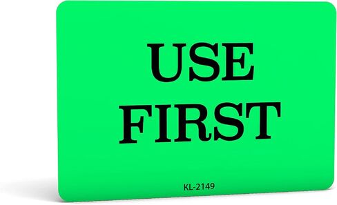 Use First Labels - 500 3" X 2" Use First Stickers - Inventory Control and Handling Adhesive 500 Permanent Adhesive Labels Per Roll Made in The USA and Fully Biodegradable (1) in Saudi Arabia