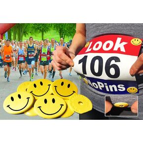 SMILE, Running bib clips, Snap-Lock for Securing Running and Cycling Numbers. Made with Recycled Plastic (Est 2012).