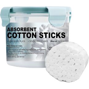 100Pcs Dental Cotton Rolls Nosebleed Plugs for Kids Adults Nose Bleed Stopper Hypoallergenic Mouth Gauze High Absorbent Oral Cleaning with Carry Box (12mm)