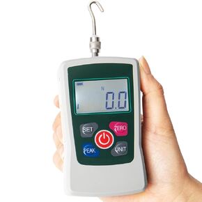 Beslands Digital Force Gauge 500N Push Pull Force Gauge Dynamometer Tension Gauge Tester Pressure Thrust Meter with Units N/LB/Kg/Oz, Portable Storage Case (AMF-500)