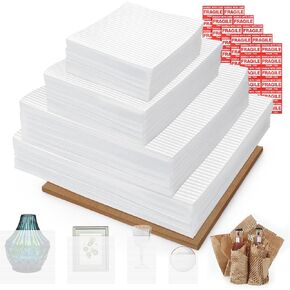 Packing Supplies for Moving (310pack), 4 Size Dish Packing Supplies for Moving, 50 Honeycomb Packing Paper, Bubble Cushion Wrap Foam Sheets Moving Supplies for Dishes, with 60 Fragile Labels