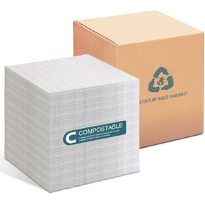 100% Compostable Packing Foam Sheets-KTOB 100 Pack 12"x 12"Eco Friendly Moving Supplies and Sustainable Packing Material for Fragile Items