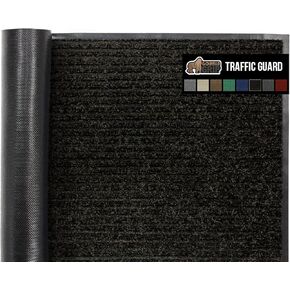Gorilla Grip Traffic Guard Door Mat, 47x35, Heavy Duty Welcome Mats, Commercial Office Space Doormat, Waterproof, Fade Resistant, Strong Rubber Backing, Low Profile, Shoe and Boot Scraper, Jet Black