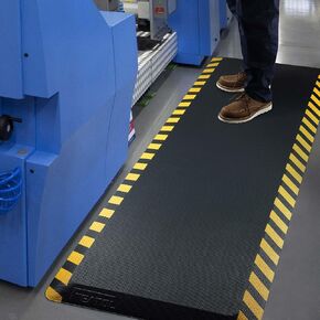 FEATOL Anti Fatigue Mats Industrial, Ergonomic Standing Floor Mat, Work Mats for Standing,Black with Yellow Border Safety Mat 20" x 39"-Standing Support for Leg & Back Pain