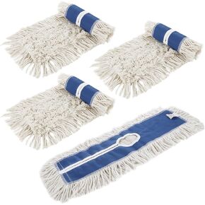 4 Pack Dust Mop Replacement Head 24 Inch Commercial Dust Mop Head, Reusable Cotton Industrial Dust Mop Refill for Hardwood Floors
