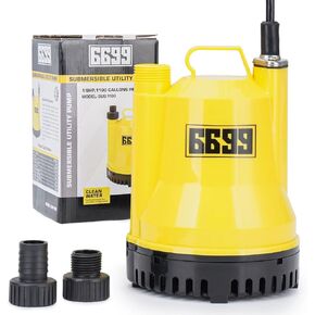 1/6HP Portable Utility Pump Submersible Small Backup Sump Pump Draining pump to Remove Water from Flooding House Basement Pool Tankless Heater Flushing Pump with 10-Foot Cord SUB 1100